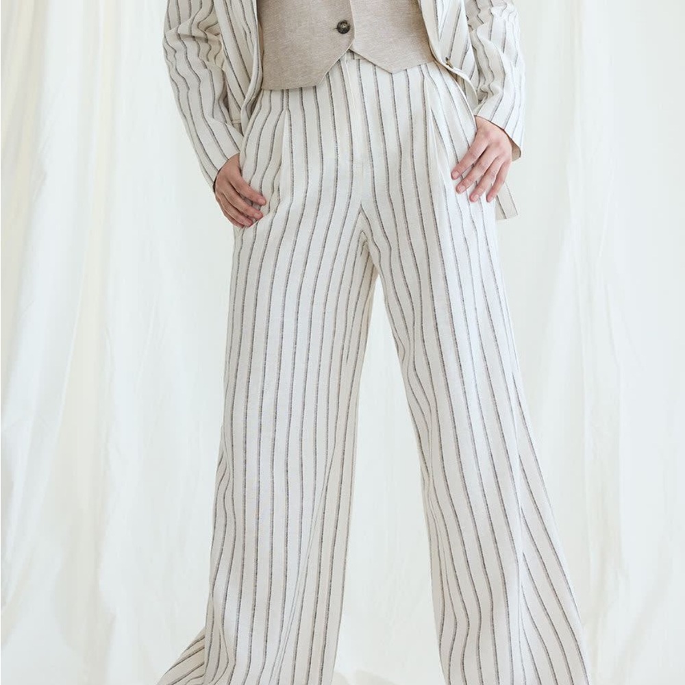 Reitmans Ultra-Wide-Leg High-Rise Linen Blend Trouser